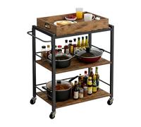 Relaxdays Carrito con bandeja extraíble marrón,negro