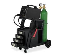 Relaxdays Carro de soldadura crema,negro,plata