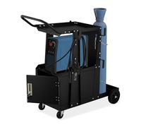 Relaxdays Carro de Soldadura, Soporte Bombona Puerta y 3 Estantes, Accesorio Soldador, hasta 110 kg, 89x47x97 cm, Negro