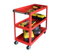 Relaxdays Carro de taller 3 niveles rojo