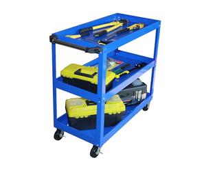 Relaxdays Carro de Taller móvil con 3 Niveles, Carga hasta 100 kg, 82,5 x 84 x 41 cm, Azul