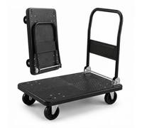 Relaxdays Carro de transporte hasta 300 kg, plegable, plataforma XL, negro