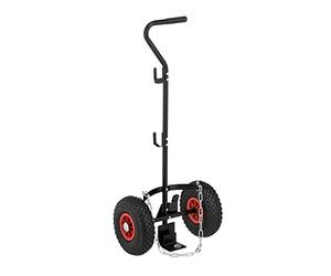 Relaxdays Carro para Bombonas de Gas de 3 y 5 kg, Ruedas Neumáticas, Carrito para Transporte Butano, Acero, Negro/Rojo