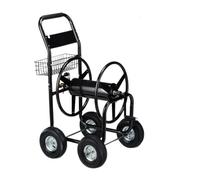 Relaxdays Carro XL enrollador de mangueras negro,plata