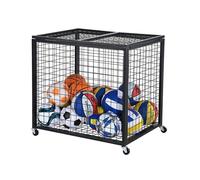 Relaxdays Carro para pelotas con cerradura negro