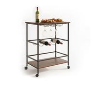 Relaxdays Carro para vino marrón oscuro,negro