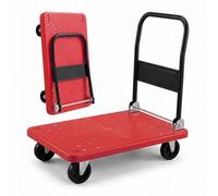 Relaxdays Carro plataforma plegable hasta 300 kg, mango ergonómico, rojo