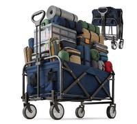 Relaxdays Carro pleg. blanco,azul oscuro,negro