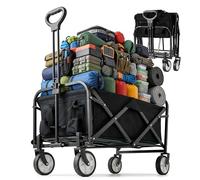 Relaxdays Carro Plegable 100 kg, asa telescópica, Tejido Oxford, Compras, Camping, Playa, Negro 89x50x72 cm