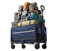 Relaxdays Carro Plegable 150 kg con Mango telescópico, Lona Impermeable, compuerta Trasera, Azul 97x50x76 cm