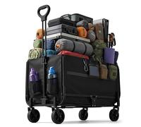 Relaxdays Carro Plegable 150 kg con Mango telescópico, Lona Impermeable, portón Trasero, 97x50x76 cm, Negro