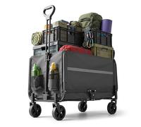 Relaxdays Carro Plegable 150 kg, Mango telescópico, Lona Impermeable, portón Trasero, Compras y Camping, Gris 97x50x76 c