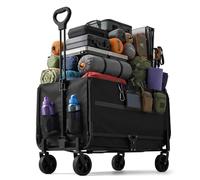 Relaxdays, Carro Plegable, 150 kg, Mango telescópico, portón Trasero, Lona Impermeable, Compras, Camping, Negro