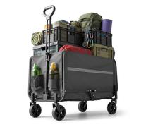 Relaxdays, Carro Plegable 150 kg, Mango telescópico, portón Trasero, Lona Impermeable, Compras y Camping, Gris