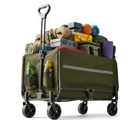 Relaxdays Carro Plegable 150 kg, telescópico, Lona Impermeable, portón Trasero, Compras y Camping, Verde 97x50x76 cm