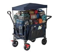 Relaxdays Carro plegable techo azul oscuro,negro