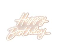 Relaxdays Cartel LED Happy Birthday Decoración Luminosa 28×40 cm Cálido con Cable USB para Colgar