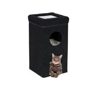 Relaxdays Casa cueva gato 3 plantas plegable negro beige,blanco,negro