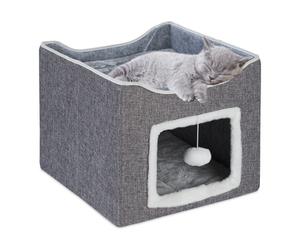 Relaxdays Casa cueva gato plegable gris blanco,gris