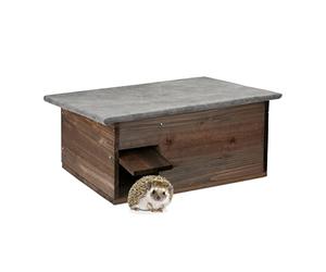 Relaxdays Casa Erizo Grande, Caseta Refugio Hibernación con Suelo y Puerta, Entrada Laberinto, 20 x 45,5 x 33 cm, Marrón