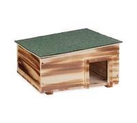 Relaxdays Casa Erizo Madera Quemada, Cueva Animales con Suelo, 2 Cámaras, Refugio Hibernación, 21,5x40x40 cm, Marrón