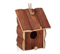 Relaxdays Casa pájaros pequeña de madera natural marrón oscuro,marrón claro