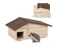 Relaxdays Casa para Erizos, Caseta con Suelo, 2 Cámaras, Refugio para Hibernar, 24 x 46 x 33,5 cm, Anti Gatos, Natural, Hierro, 24 x 46 x 33.5 cm