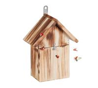 Relaxdays Casa para mariquitas de madera quemada marrón claro,plata