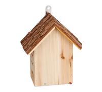 Relaxdays Casa para Mariquitas, Refugio Mariquillas, Casita Madera, para Colgar, 6 Ranuras Entrada, 22x18x12cm, Natural