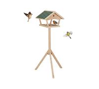 Relaxdays Casa para pájaros con Soporte, 137 cm de Altura, Techo Impermeable, jardín y balcón, Madera de Abeto, Natural, 80%, 137 x 66 x 59 cm