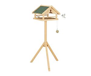 Relaxdays Casa para pájaros con Soporte, Techo de Asfalto Resistente, jardín, balcón, pajarera, Madera de Abeto, Natural