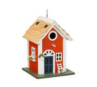 Relaxdays Casa Pájaro Decorativa Diseño Casita Campo, Nido Ave Madera Colgante, 25x18,5x18,5 cm, Jardín, Multicolor