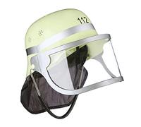 Relaxdays Casco Bombero Niño, Ajustable, Visera Plegable, PP-PVC-Poliéster, 1 Ud., 24,5 x 22,5 x 28 cm, Amarillo