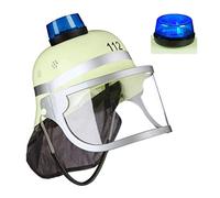 Relaxdays Casco Bombero Niño, Luz Azul, Visera, Protector de Cuello y Barboquejo, 1 Ud, PP-PVC-Poliéster, Amarillo, color (10029923)
