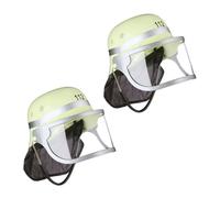 Relaxdays Cascos de bombero para niños en set de 2 amarillo,negro,plata