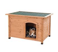 Relaxdays Caseta de madera para perro verde oscuro,naranja