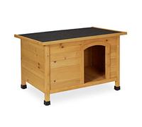 Relaxdays Caseta para Perro Tejado Abatible Placa Asfáltica, Casa de Madera para Exterior, 58 x 86 x 58 cm, Marrón/Negro