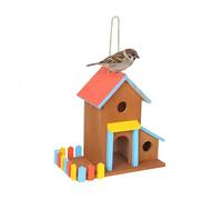 Relaxdays Casita Colgante para pájaros, Madera, para jardín y balcón, 30,5 x 33 x 19 cm, Colorido