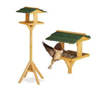 Relaxdays Casita de madera para pájaros verde oscuro,marrón claro