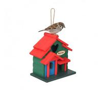 Relaxdays Casita Decorativa para pájaros, Estilo rústico, Multicolor | Madera, para colgar, 21 x 20 x 13,5 cm, jardín