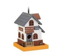 Relaxdays Casita pájaros decorativa estilo taberna blanco,naranja,gris