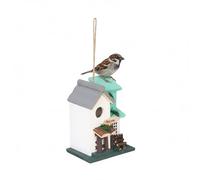 Relaxdays Casita para pájaros, Estilo rústico, Madera, para Colgar, 23 x 18 x 13 cm, jardín, Multicolor