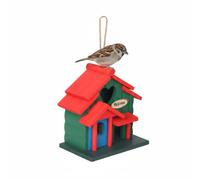 Relaxdays Casita para pájaros estilo rústico verde oscuro,rojo,gris