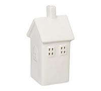 Relaxdays Casita Portavelas de Cerámica, Casa de Luz para 1 Vela de Té, 13,5 x 6,5 x 7 cm, Portacandelitas, Blanco