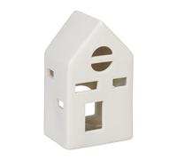 Relaxdays Casita Portavelas de Cerámica, Casa de Luz para 1 Vela de Té, 12,5 x 7 x 6 cm, Portacandelitas, Blanco, 12.5 x 7 x 6 cm