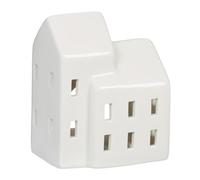 Relaxdays Casita Portavelas de Cerámica, Casa de Luz para 1 Vela de Té, 9,5 x 7,5 x 6 cm, Portacandelitas, Blanco