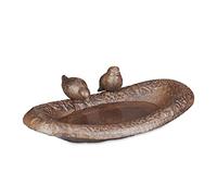 Relaxdays Cast Iron Bird Bath Bebedero Pájaros, Jardín y Balcón, Comedero Aves, Fuente Agua Sobremesa, Marrón, Hierro Fundido, 7 x 24 x 12,5 cm Aprox