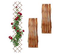 Relaxdays celosía Extensible, Set de 3, 270x45 cm, Madera de Abeto, Montaje en Pared, para trepadoras, Acabado Flameado