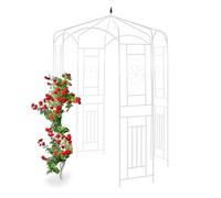 relaxdays Cenador de jardín, Soporte para trepadoras, Metal, 250x160x160 cm, Blanco