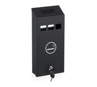 Relaxdays Cenicero de pared negro para exterior blanco,negro,plata